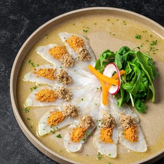 White Fish Sashimi with Truffle and Dried Miso